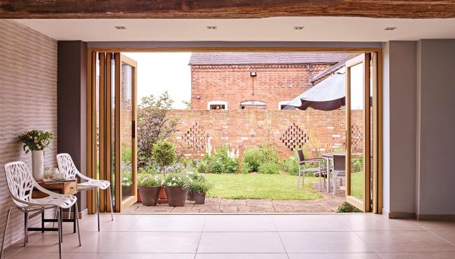 Centor 205 Integrated Folding Door in a barn conversion